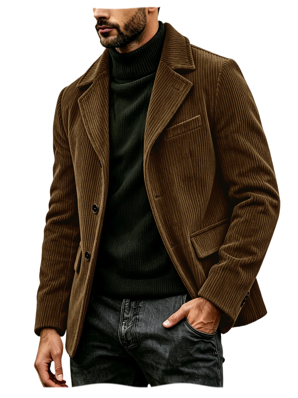 Men's Corduroy Suit Jacket Vintage Notched Lapel Single Breasted Loose Fit Casual Blazer High Quality Fashion Sport Coat Busines 11
