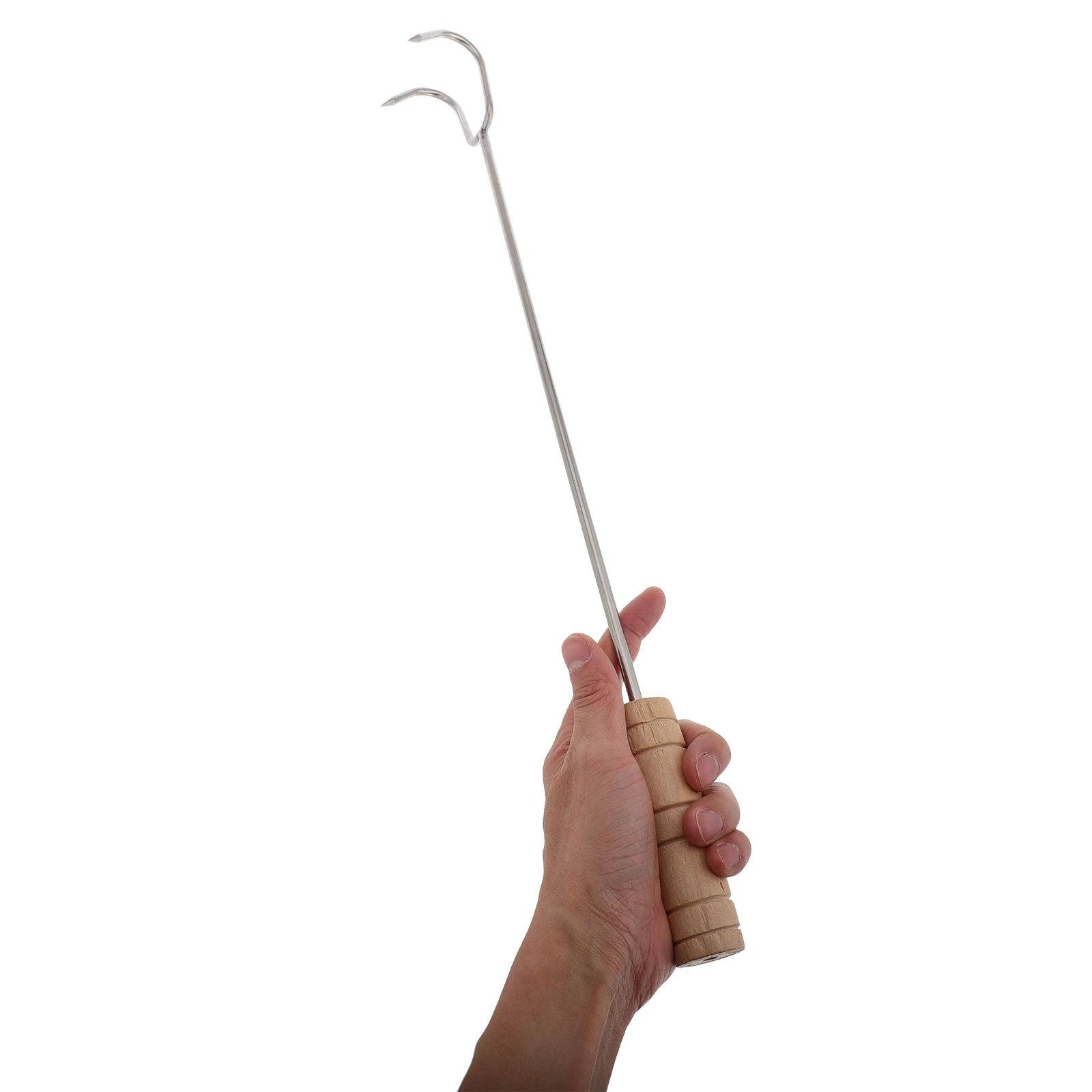 

Long Handle Double Hook Meat Hooks for Grilling Roast BBQ Stainless Steel Food Flipper Turner Cooking Tools Camping Poultry