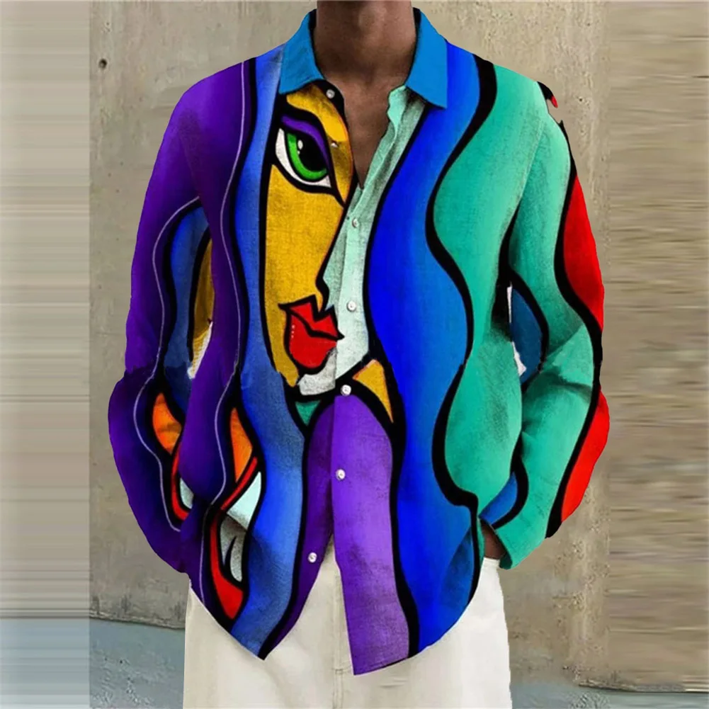 

Fashion Leisure Shirts Button-Down Holiday Long Sleeve Polyester Printed Shirt Shirts Summer T Shirt Beachwear