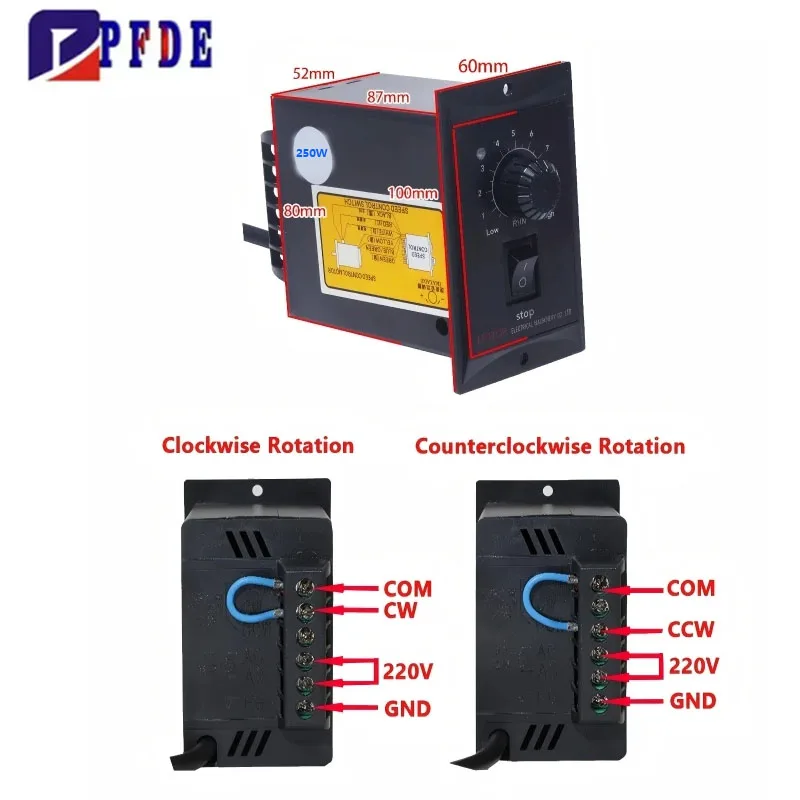 แรงบิดสูง AC มอเตอร์ + ตัวควบคุมความเร็ว + กล่องเกียร์ 250W เฟสไฟฟ้ามอเตอร์ AC220V 110V มอเตอร์ความเร็วตัวแปร