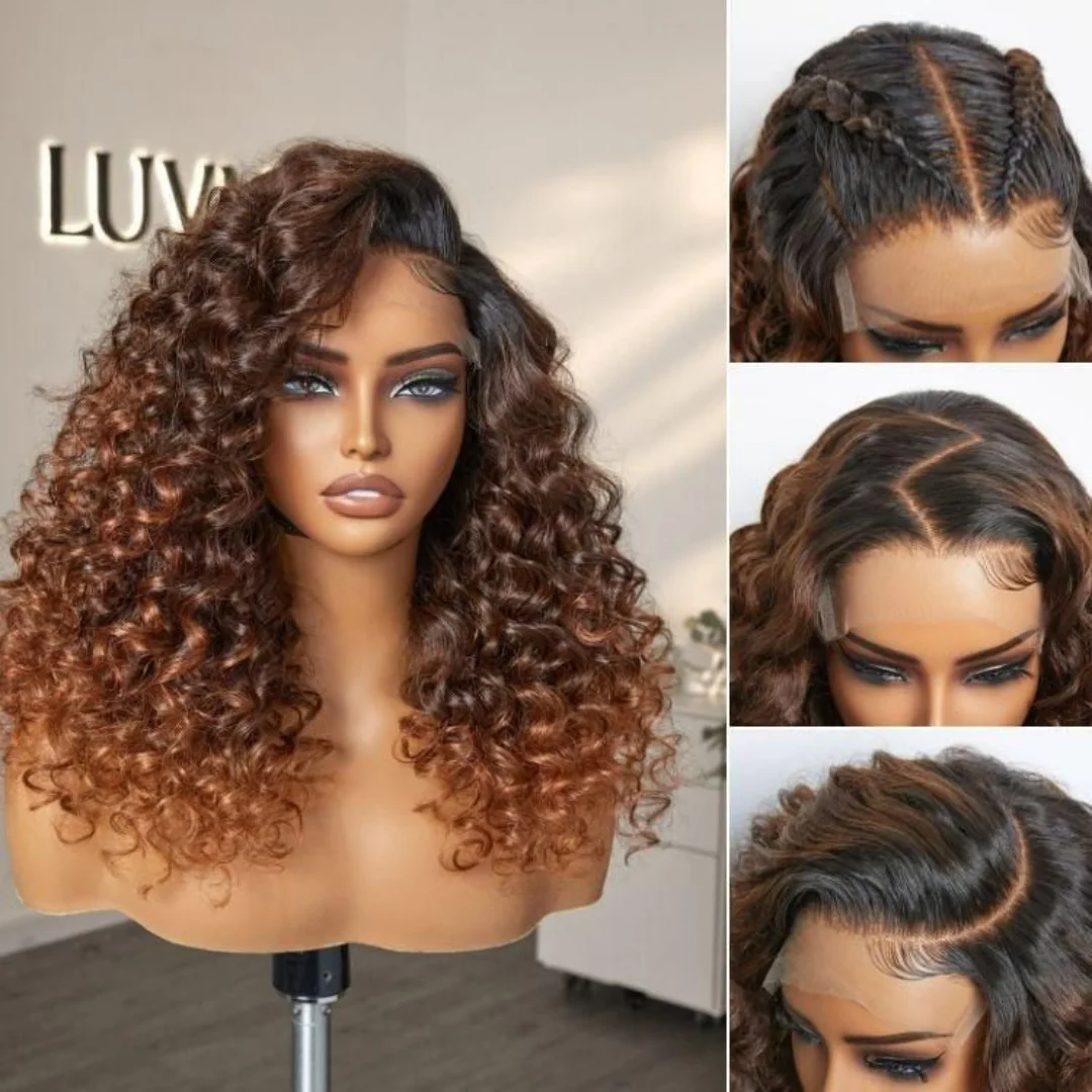 26inch Preplucked Soft Lace Front Wig Ombre Blonde Kinky Curly Synthetic Hair for African Women Glueless with Baby Hair Daily Lo