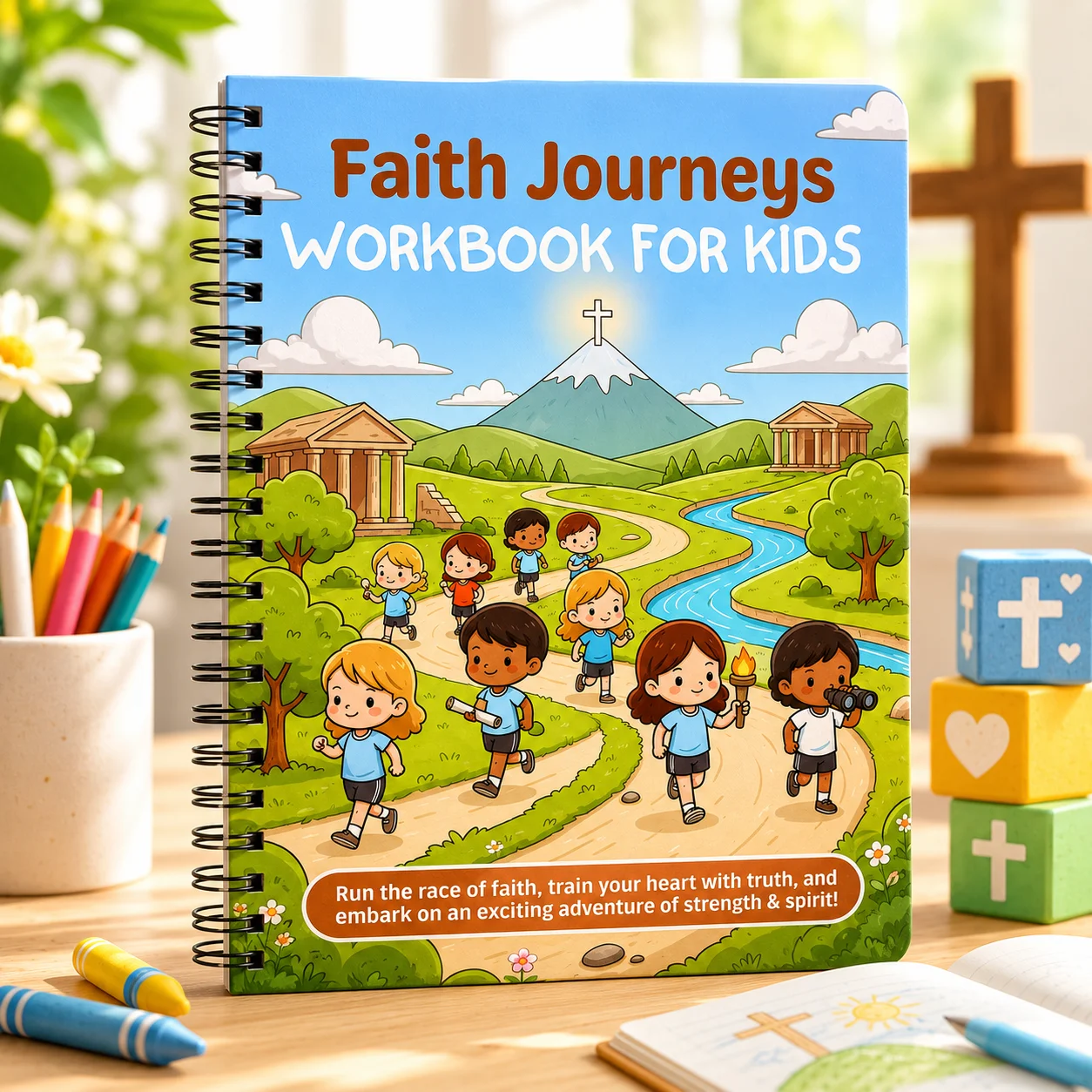 

Faith Journeys Workbook for Kids – Inspirational Activity Journal for Children, Spiral Learning Workbook