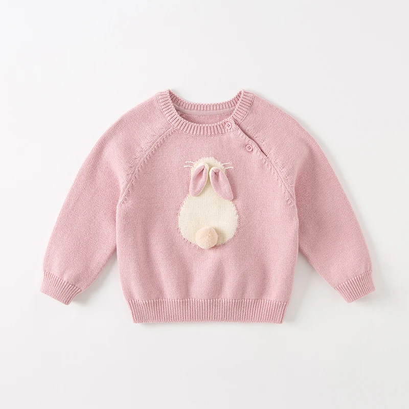 Dave Bella Pink Rabbit Sweater Girl's Autumn Winter Fashion Loose Brand Sweater Children Kid Pullover Top DB4223925