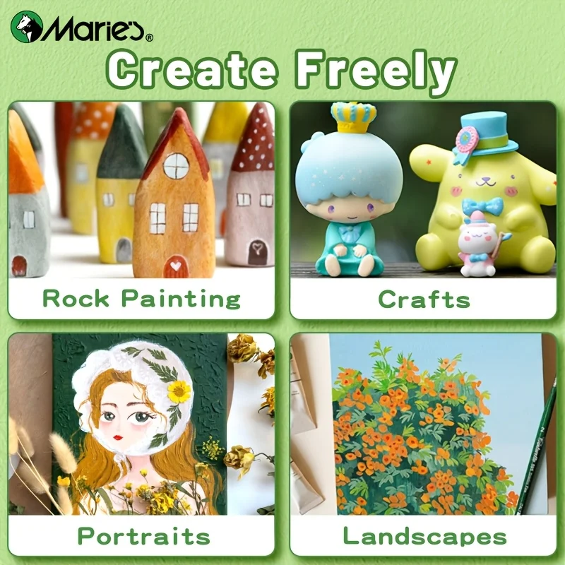 Набор гуашевых красок Мари, 12/18/24 цвета и кисти, пигментные наборы художественного качества для холста, бумага, сделай сам, живопись для взрослых