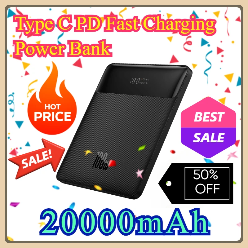 

For Notebook 100W Power Bank 20000mAh Type C PD Fast Charging Power Bank Portable External Battery Charger with 100W Cable