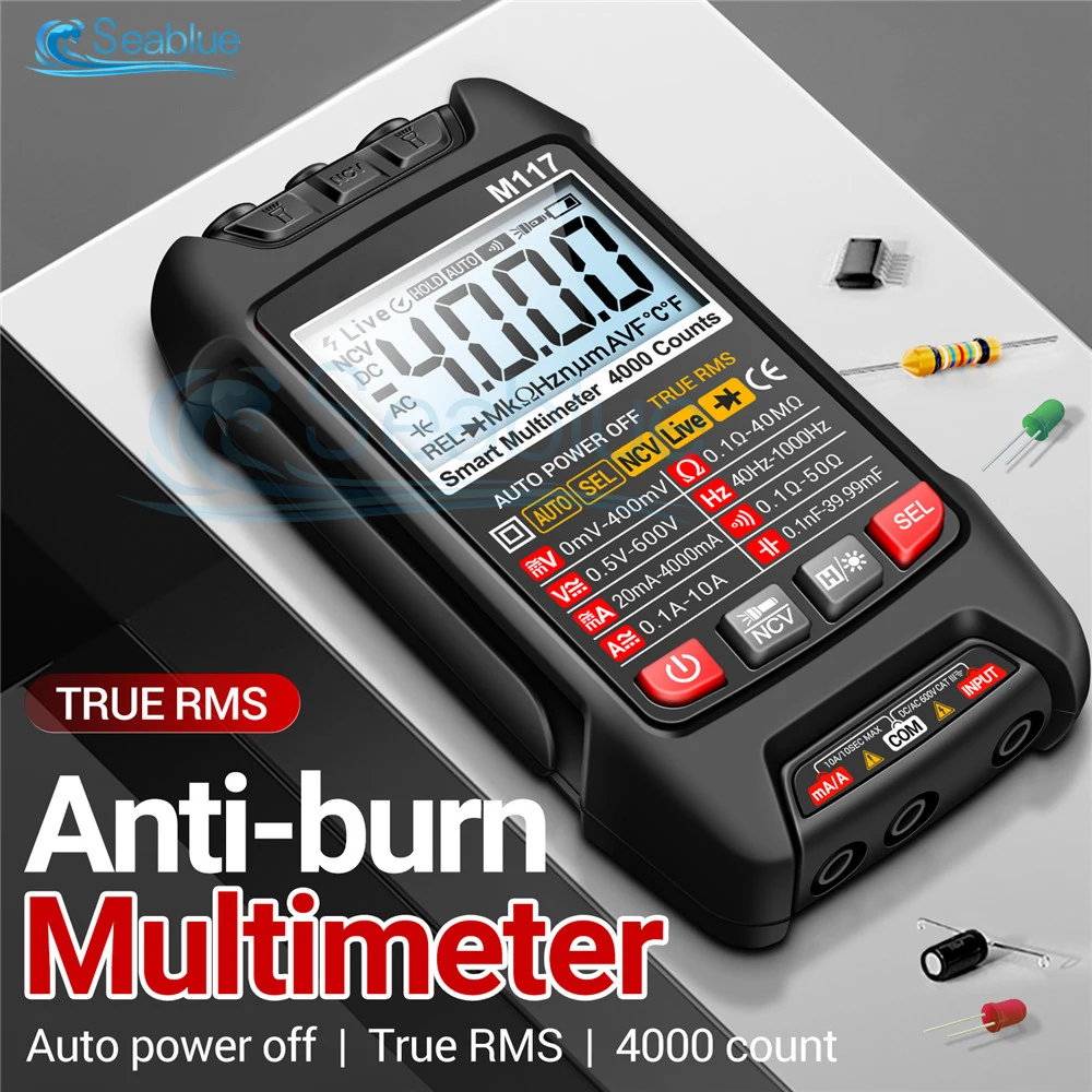 M117 Multimeter Digital Multimeter AC/DC Voltage Current Meter With NCV Data Hold 4000 Counts Professional Multitester