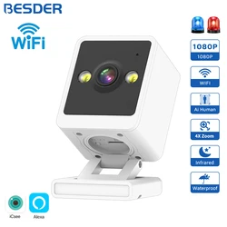 BESDER Wifi Camera IP 1080P Indoor Baby Monitor Color Night Vision Human Detect 2MP CCTV Wireless Surveillance Camera iCSee App