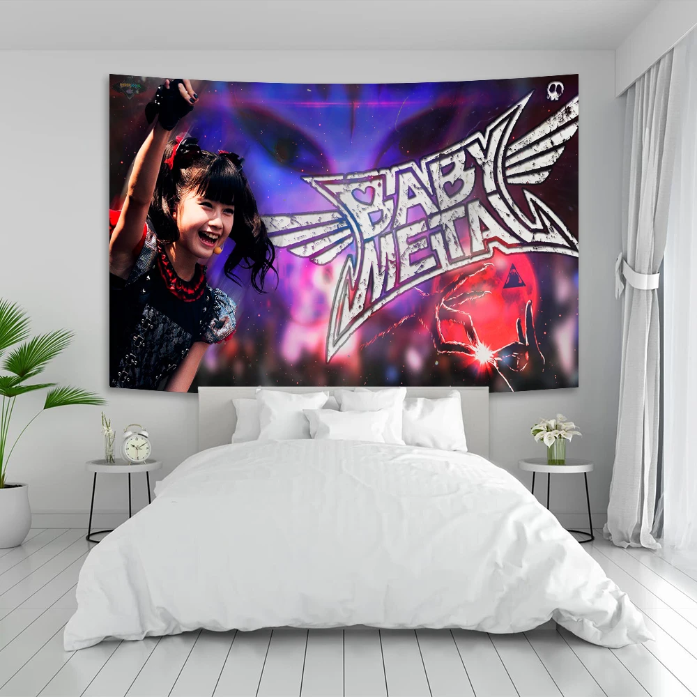 

Pop Metal Band Babymetal Tapestry Or Banner Printed Bedroom Dorm Decoration Aesthetics Wall Hanging Background Cloth