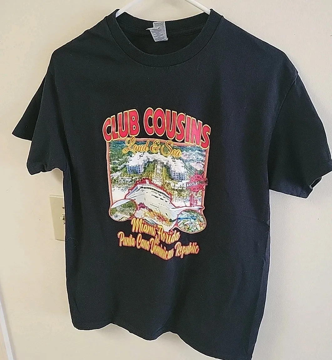 Club Cousins Land & Sea Medium T Shirt Miami To Punta Cana Dominican Republic