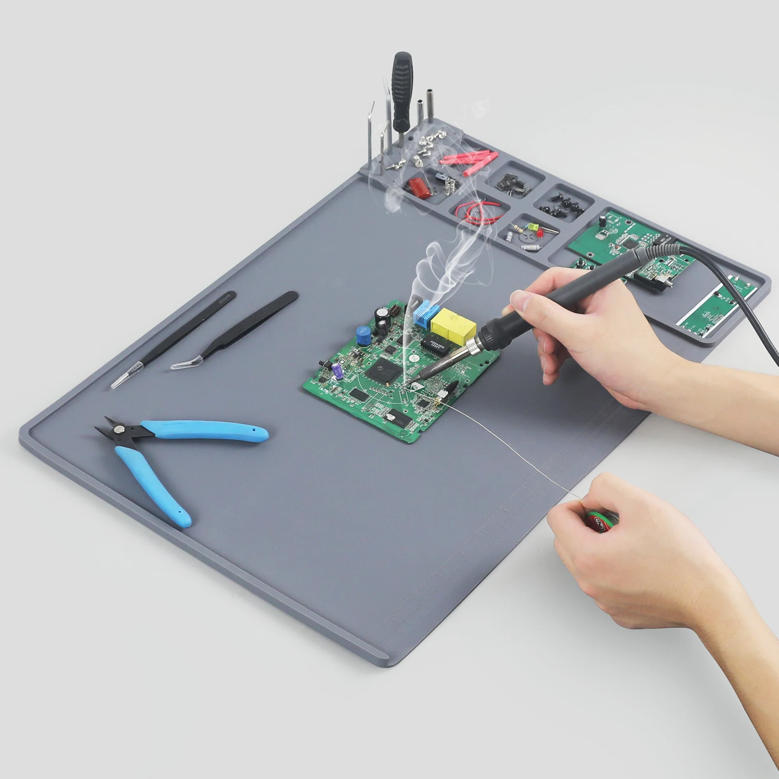 

NEWACALOX 500x350 мм большой паяльный коврик, силиконовый ремонтный коврик, термостойкий магнитный рабочий коврик для электроники, компьютера, телефона