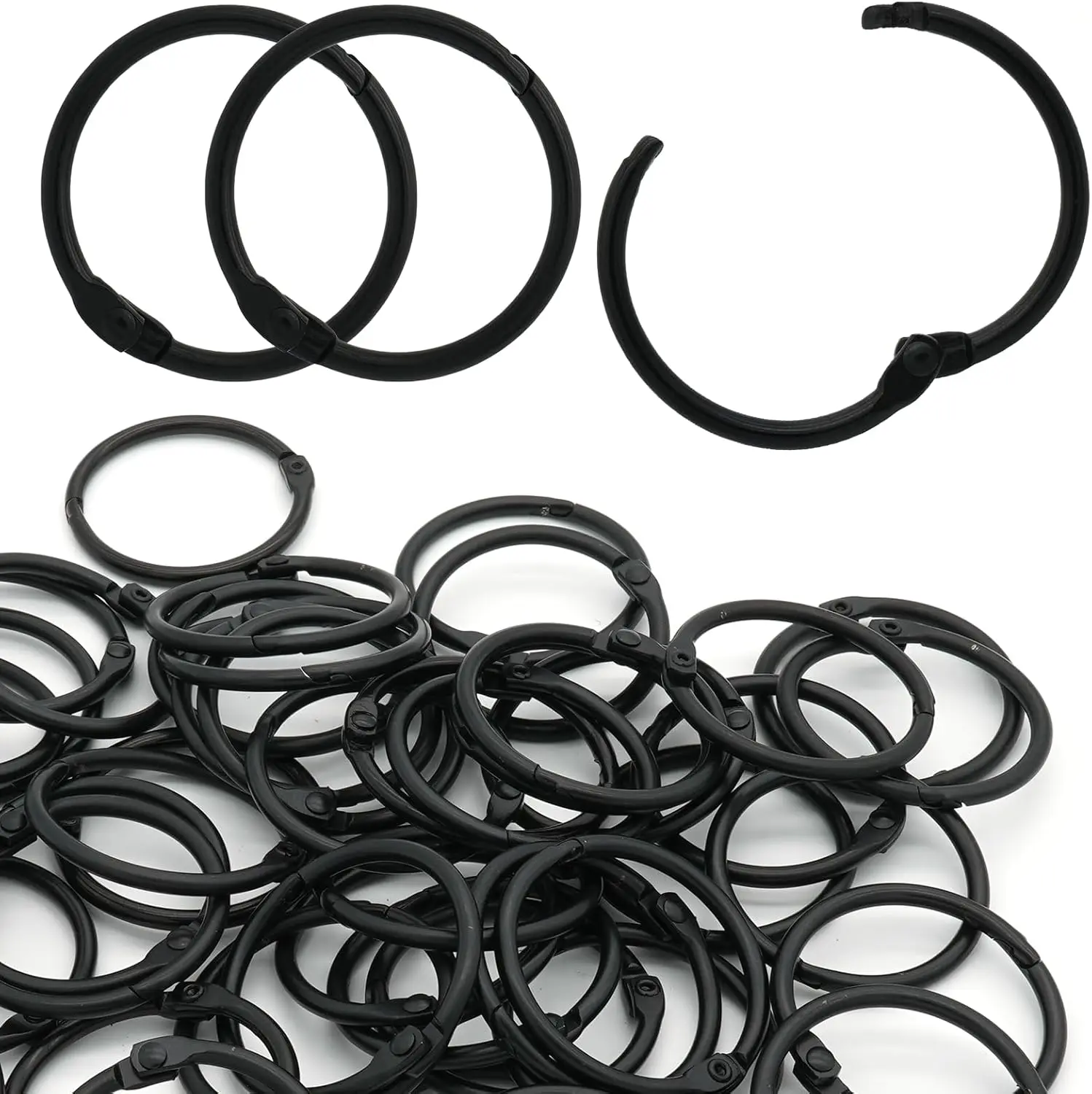 

50 шт. 32-мм черные металлические кольца-заглушки для бумаги, карточек, ключей - легко открывать/закрывать