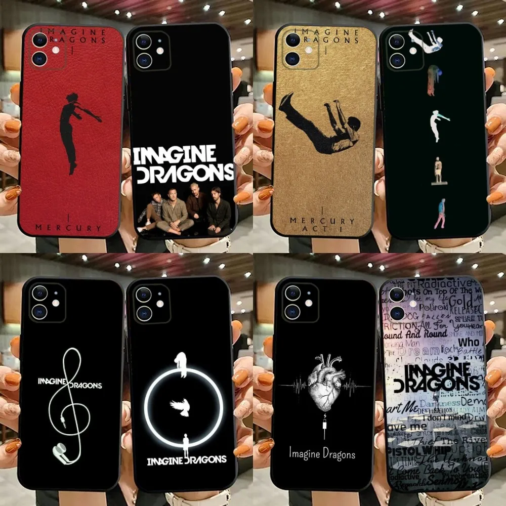 I-Imagine Dragons band Phone Case For iPhone 15,14,13,12,11,Plus,Pro Max,XS,X,XR,SE,Mini,8,7 Soft Silicone Black Cover