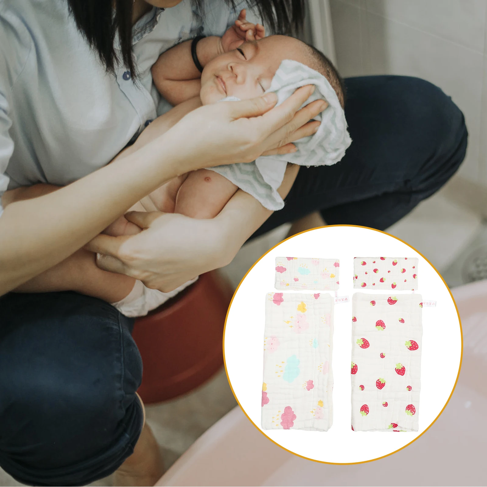 

4pcs Cartoon Absorbent Face Towel Printed Face Towels Absorbent Gauze Hand Washcloths Reusable Home Gifts Skin Care Tools