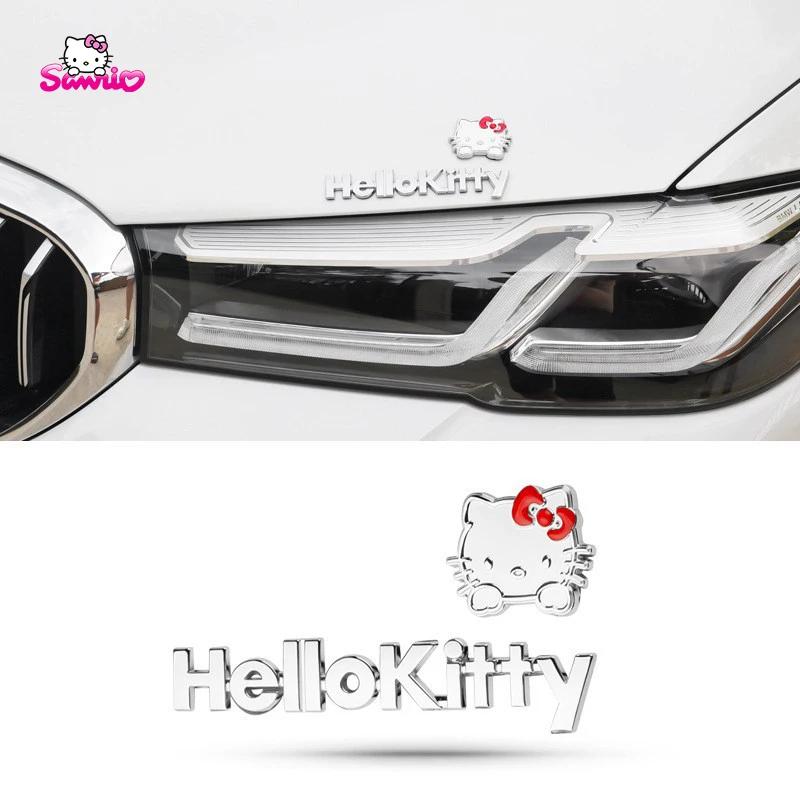 ハローキティカワイイのステッカー,車の装飾,冷蔵庫,おもちゃ,クリスマスプレゼント,サンリオ,3Dメタル,アニメアクセサリー