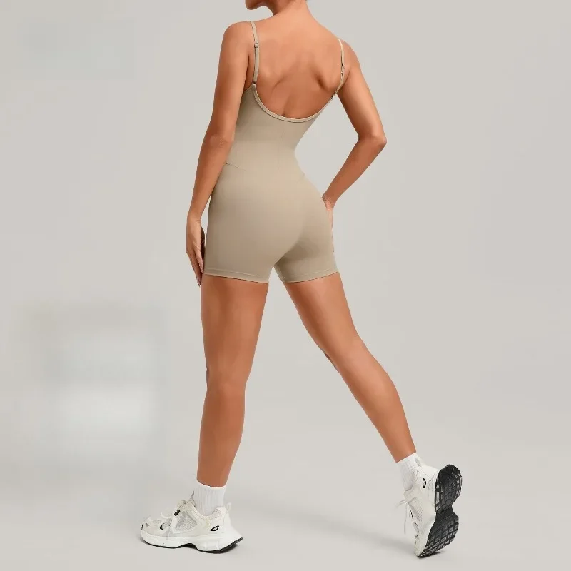 

Женская повседневная одежда для йоги с дизайном с открытой спиной, облегающий комбинезон с регулируемыми бретелями, спортивная одежда для фитнеса на открытом воздухе