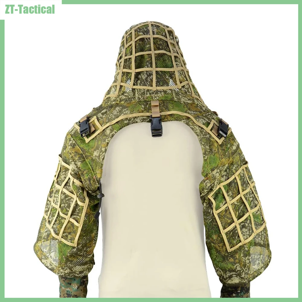 

Ghillie Suit Foundation Tactical Sniper Coat Viper Hoods Camouflage Clothes For Airsoft Paintball Hunting Apparel, Mesh Fabric