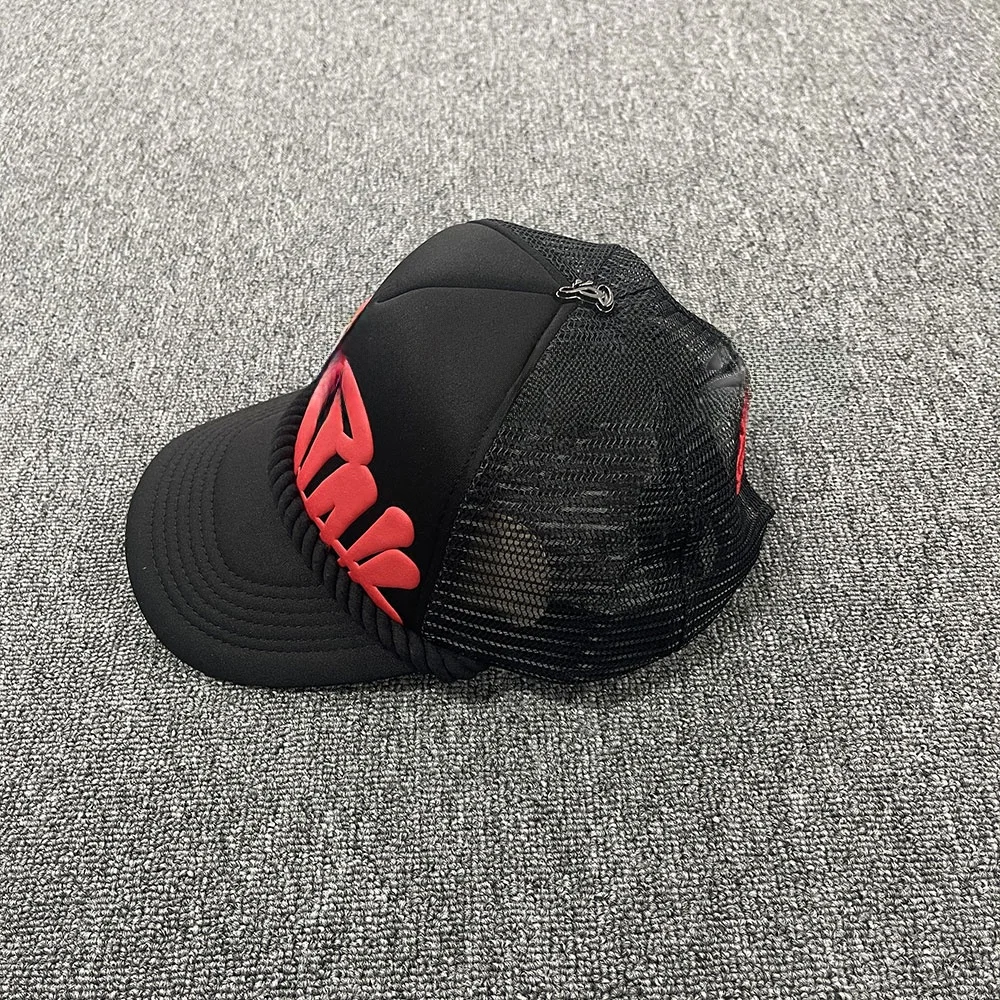 Red Flocking Print Baseball Cap Street Style Curved Bill Hat Hip Hop Theme Unisex Polyester Fiber Breathable Summer Cap