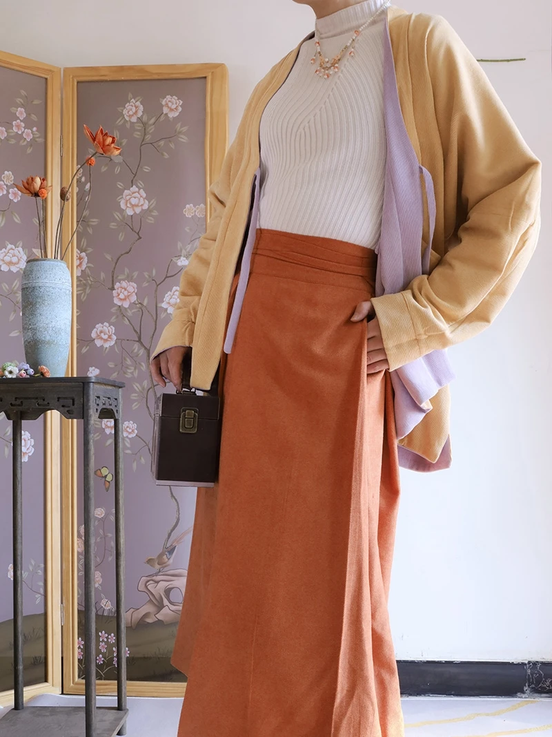 

Двусторонняя юбка-трансформер SONG ZHI для осени и зимы, универсальная, в стиле Тан, Ханьфу, Ханьсу, с плоским подолом...