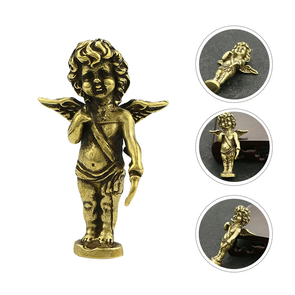 

Bronze Statue Decoration Ornament Desktop Brass Cupid Small Craft Vintage Ornaments