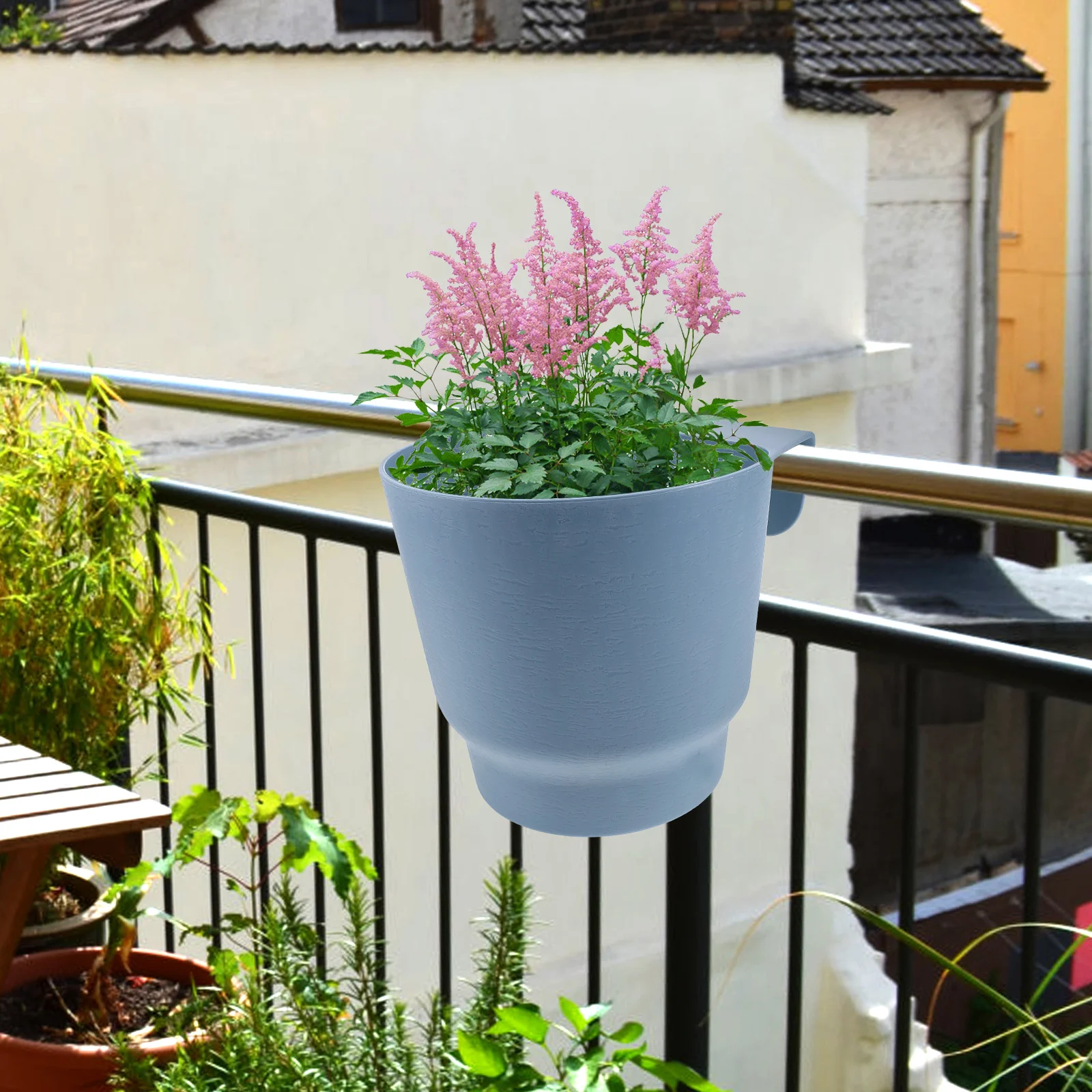 

Hanging Plant Pots Flowerpot Thickened Design Balcony Railing Wall Planter Black Circular Desk Fence Garden Decor