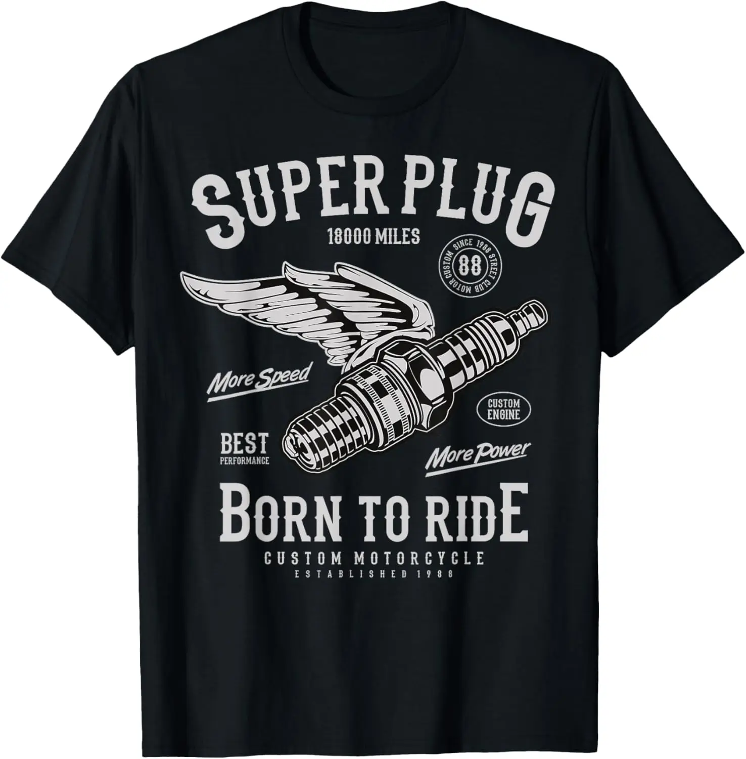 

Super Spark Plug Vintage Motorcycle Born to Ride Tshirt
