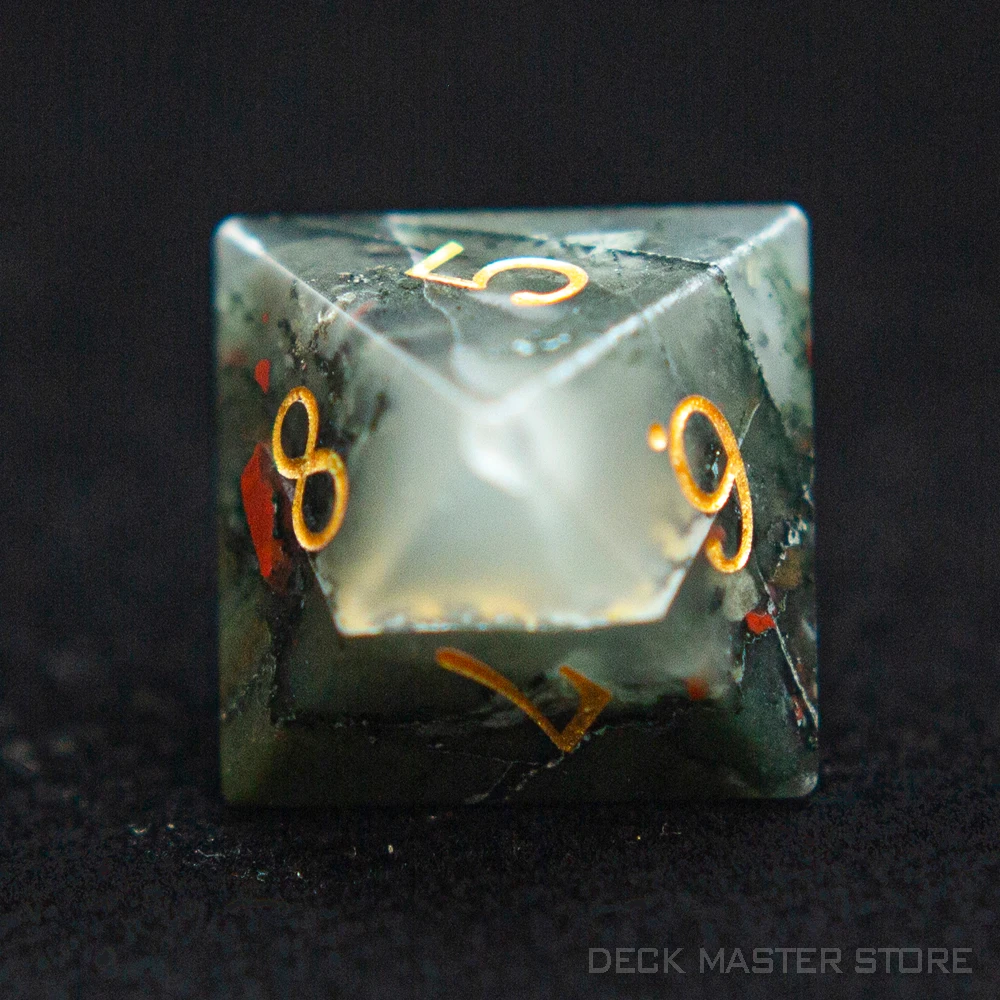 Dados de piedra de sangre africana, piedras preciosas poliédricas de varias formas, dados digitales D20 para D & D TRPG, juegos mágicos de mesa,