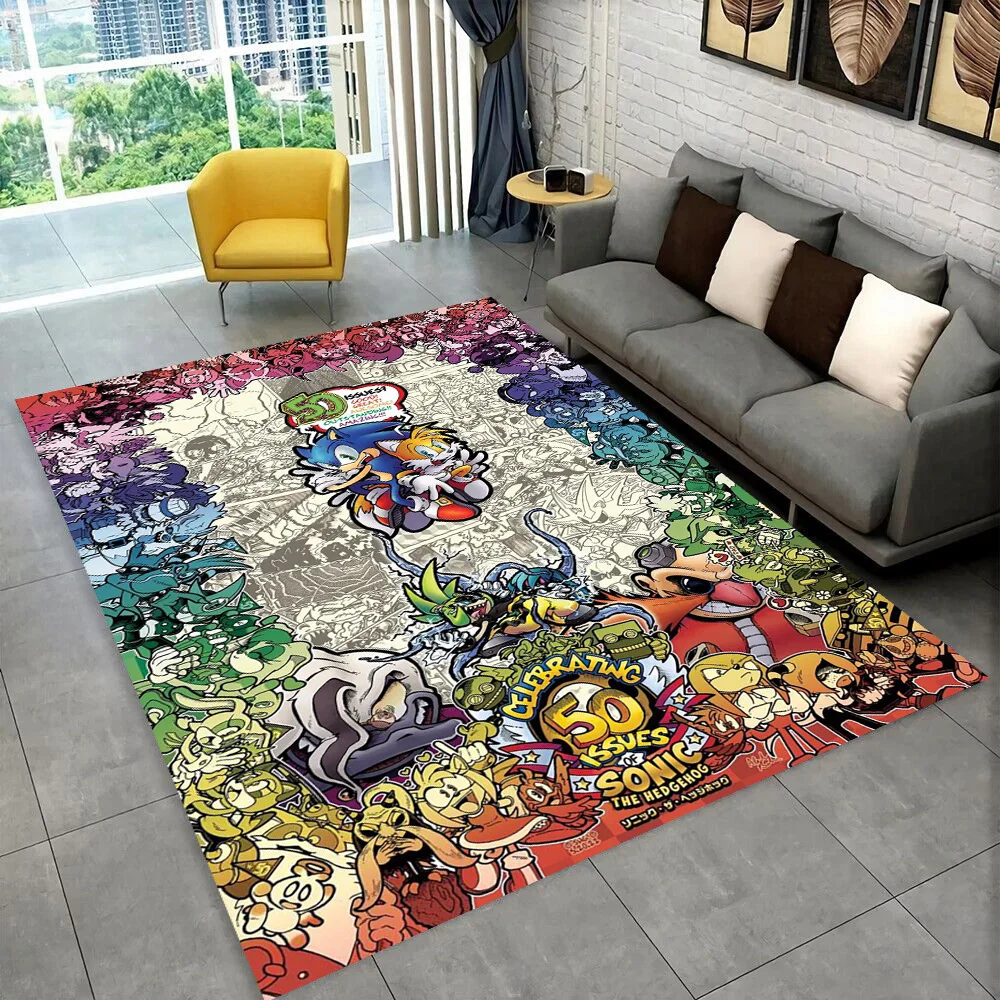 Modischer S-Sonic Cartoon-Spielteppich für Spielzimmer, Schlafzimmer, Wohnzimmer, Sofa, Heimdekoration, Kinder-Spielbereich-Teppich, Rutschfeste Bodenmatte