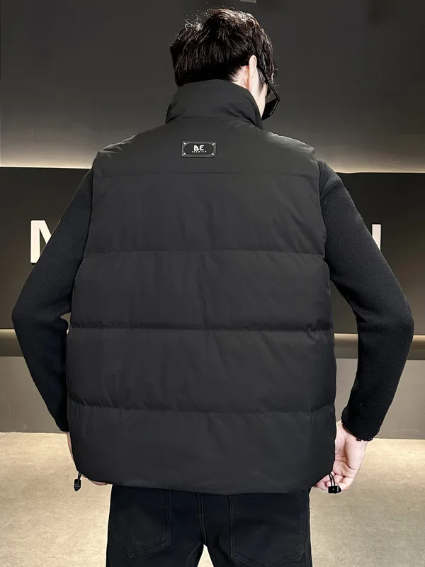 

Pure Color Casual ort Stand Collar down Vest Warm y Workwear Outerwear Jaet Waistcoat for Young Men Autumn Season