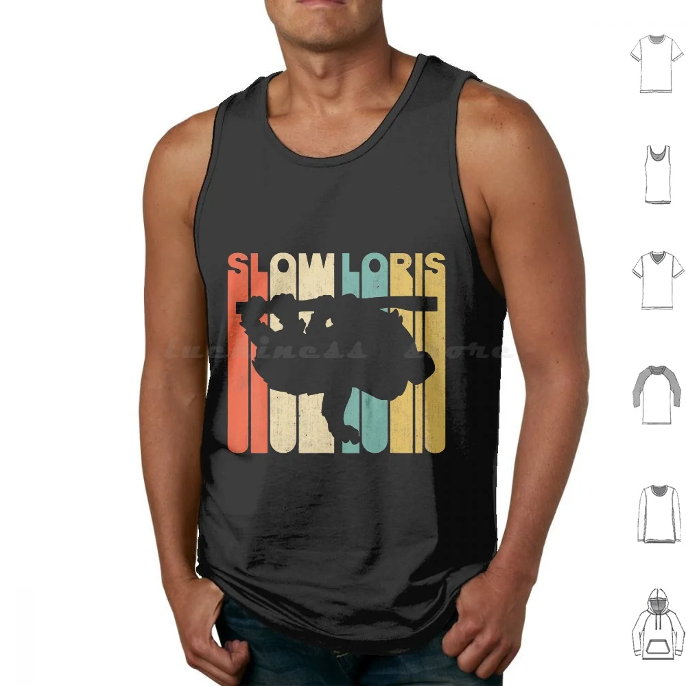 Vintage Retro Slow Loris Silhouette Tank Tops Vest Sleeveless Slow Deadly Javan Slow Loris Slow Loris Fans The Cutest Animal