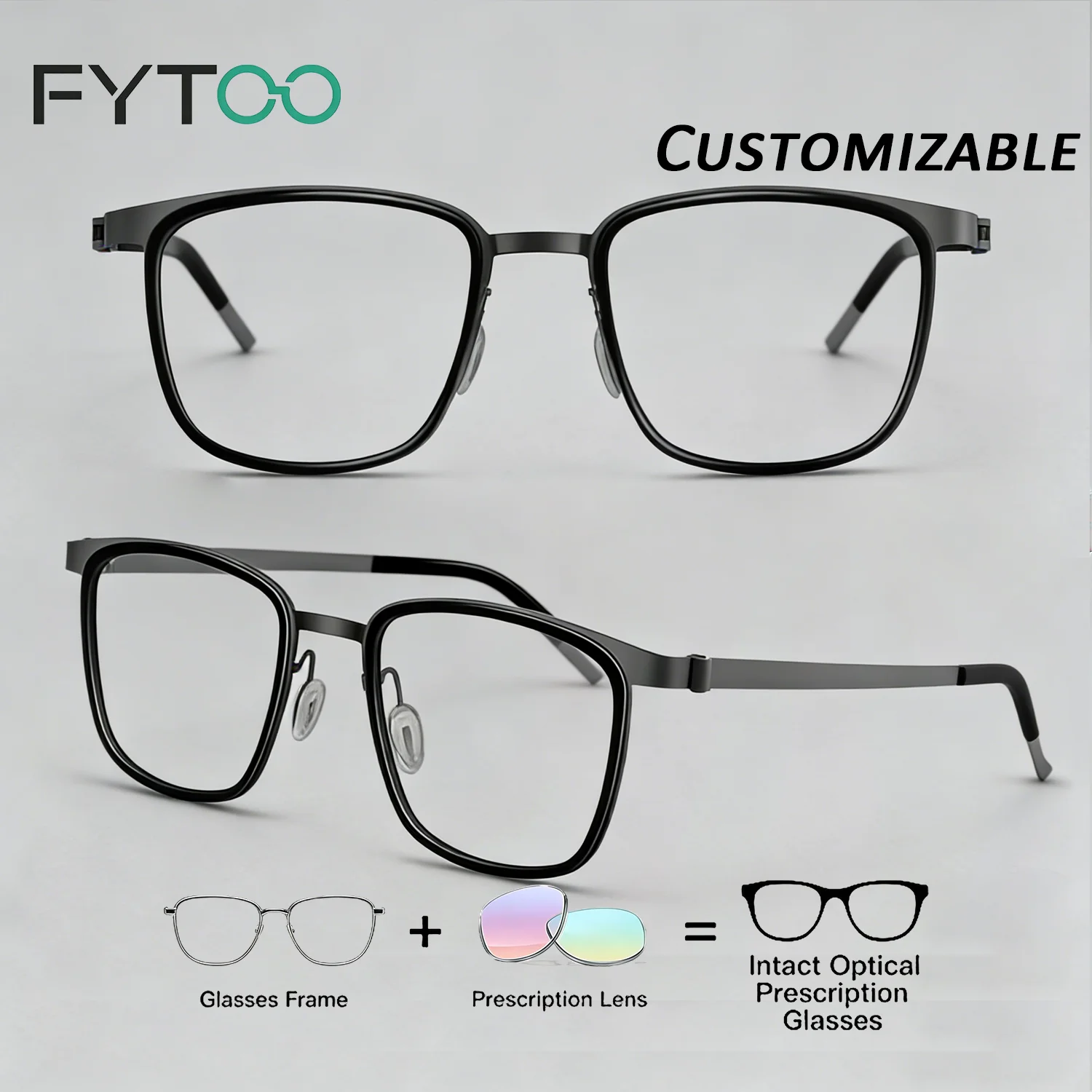 

Titanium Alloy Frame Myopia Prescription Eyeglasses Anti-allergy Antiblue Light Lightweight Corrective Eyewear for Men Women9712