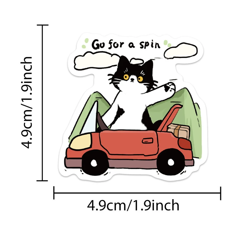 50PCS Cartoon Black and White Cat Animals Graffiti Stickers Phone Guitar Laptop Notebook  Luggage Decorative Decals Kids Toys view 3