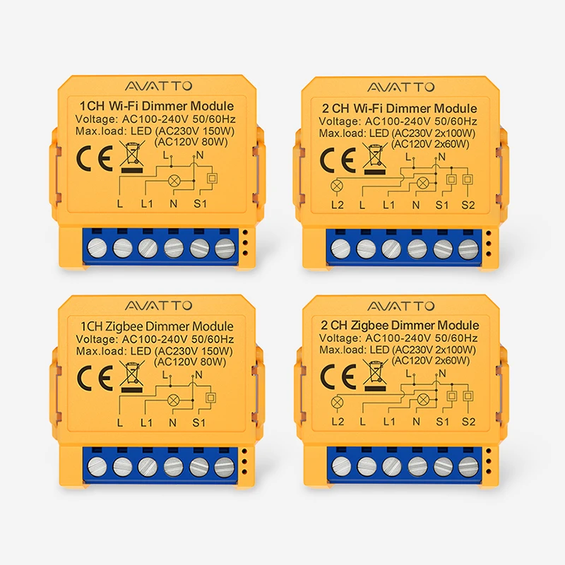 AVATTO WiFi/ZigBee 1/2 Gang Dimmer-Lichtschaltermodul, intelligentes Dimmer-Schaltermodul, APP-Fernbedienung für Tuya Alexa Google Home
