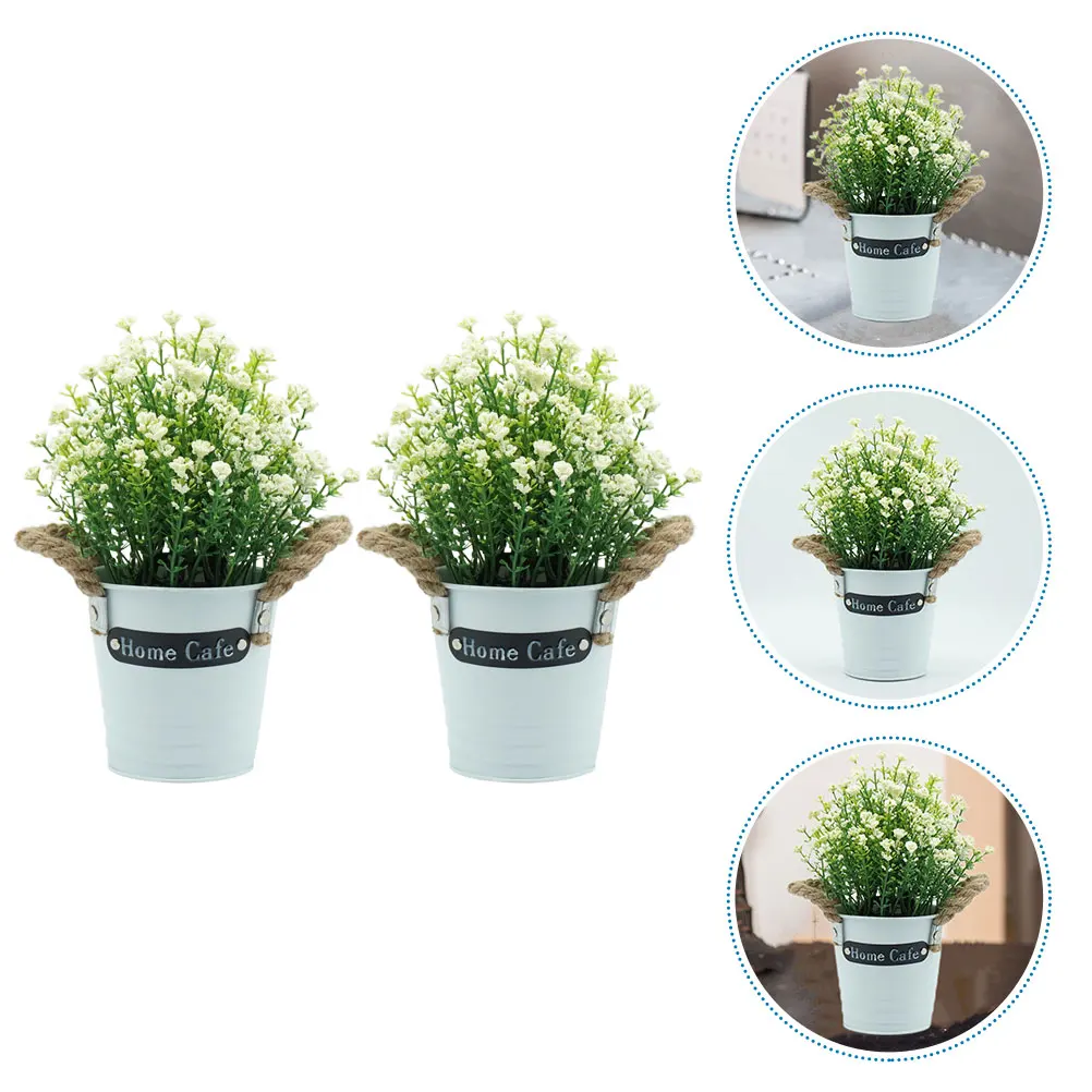 

2 Pcs Floral Artificial Flower Ornament Fake Flowers Bonsai Ornaments Plant Hemp Rope Home Decor