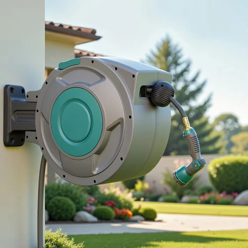 High Pressure Heavy Auto Rewind Garden Hose Reel with Anti-Corrosion & Anti-UV Protection ANSI Standard