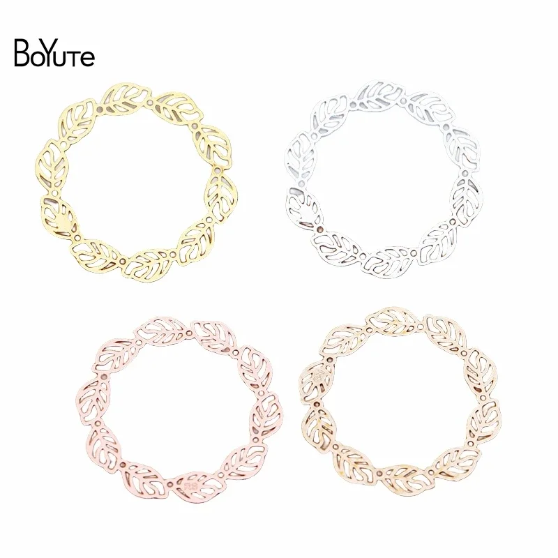 BoYuTe (20 potongan/lot) 30MM Filigree kuningan zaitun bahan lembaran cabang Diy aksesori perhiasan buatan tangan