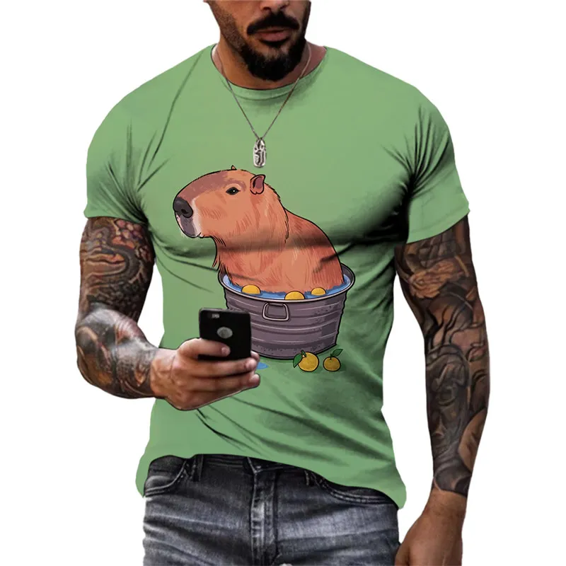 

Summer Men's T-shirts 3d Cartoon Capybara Graphic Short Sleeve Tops Hip Hop Casual Fashion Streetwear O-neck Tees Male Clothing
