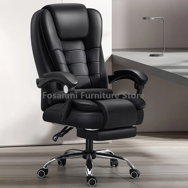 Office Desk Chair Big and Tall Boss Office Chair with Armrests Leather Computer Chair Ergonomic Reclining Gamer Chair High Back