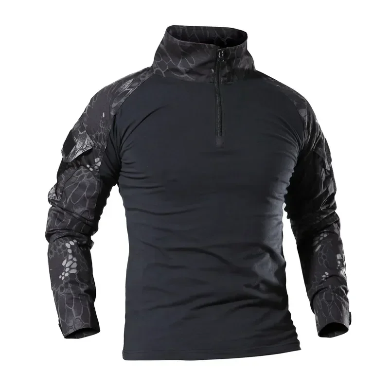 Sportswear longo para homens, uniformes de pesca, manga militar tática, camisas de treinamento, combate do exército