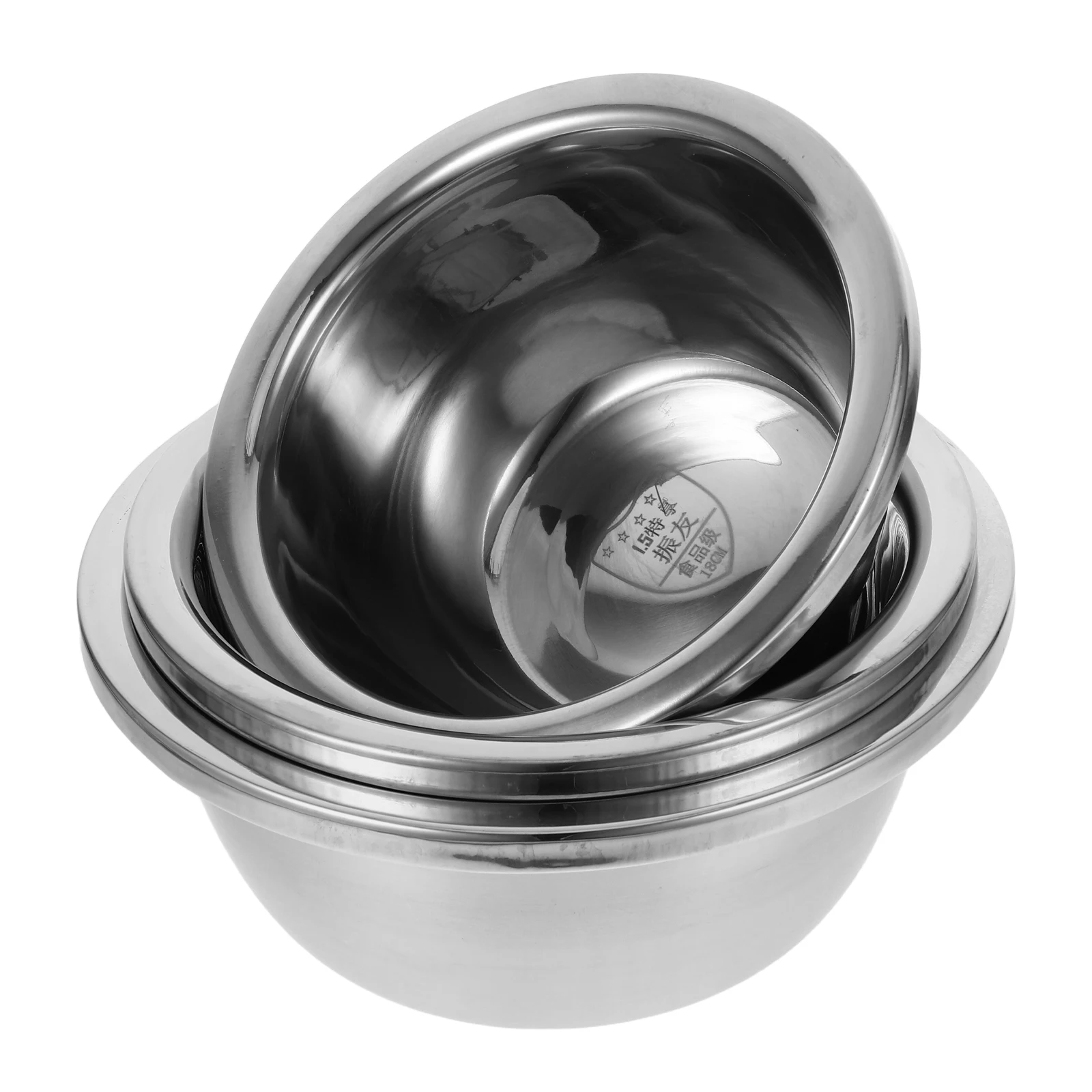 

3 Pcs Stainless Steel Mixing Bowl Kitchen Bowls Basin Metal Salad 201 Accessories Accessory Washing up