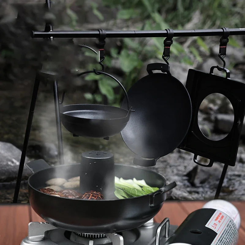 Cast Iron portable burner mix match lightweight design hotpot hanging baking camping pot set