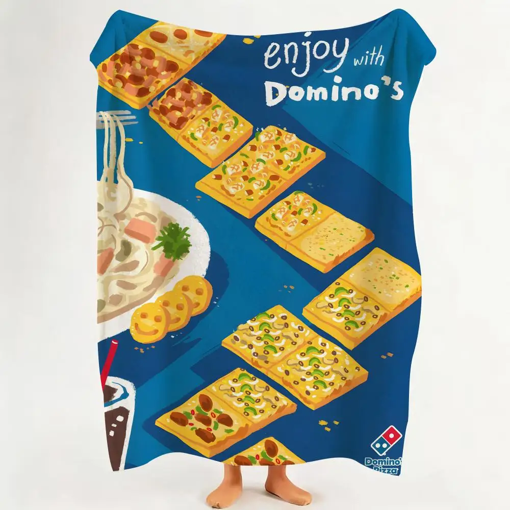 Food D-Domino's P-Pizza Throw Flannel Throw Blanket Suitable for Sofa、Living Room、Bedroom
