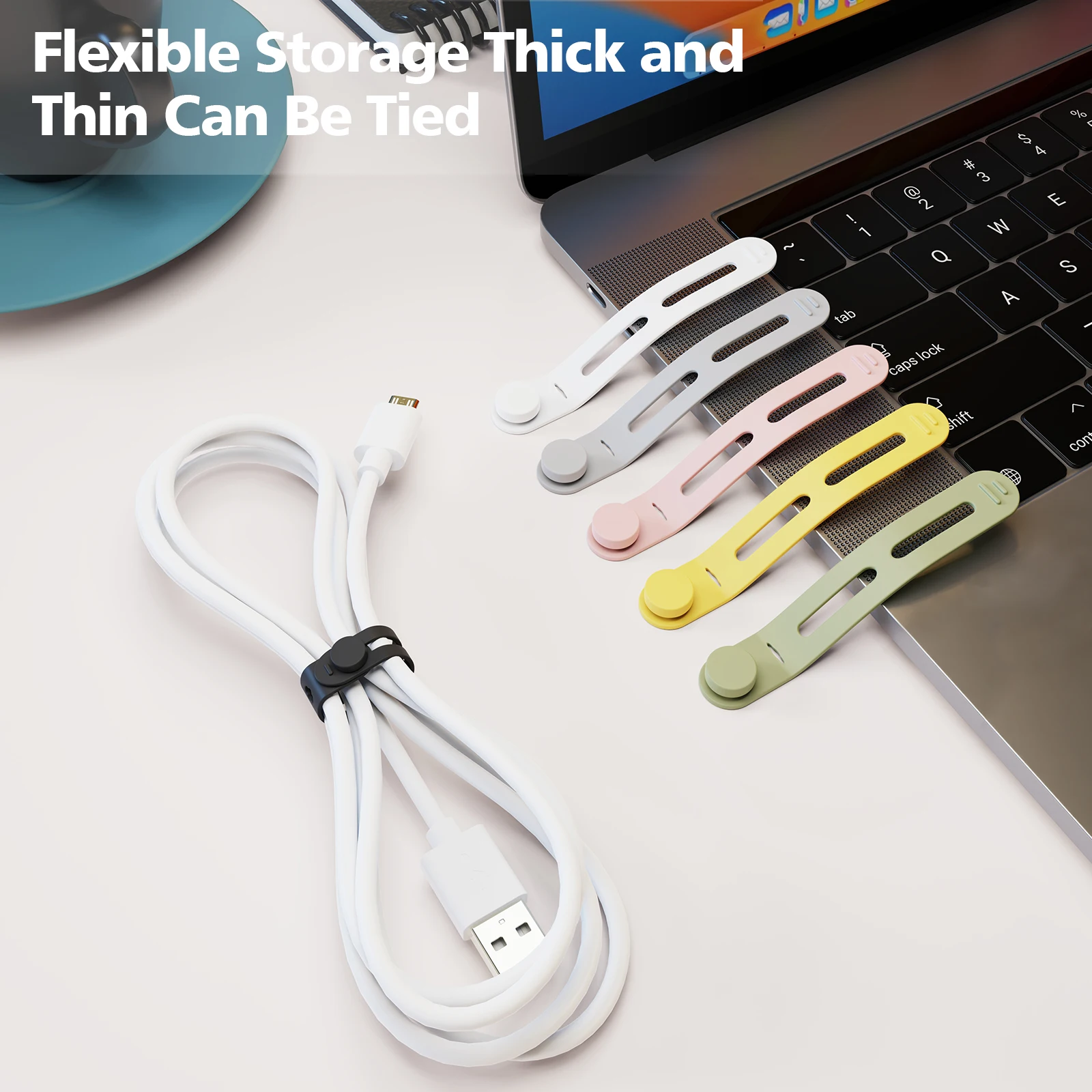 UMUST Silicone Cord Ties Reusable Cable Organizer Ties Cord Organizer for Headphone Buckle Design Flexible Cable Ties for Wire