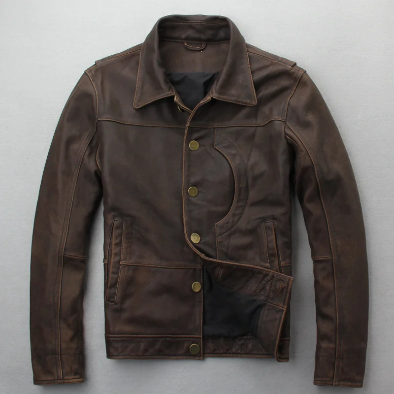 

DHL new Brand clothing mens casual vintage Pakistan leather Jacket,man genuine Leather jacket.homme slim