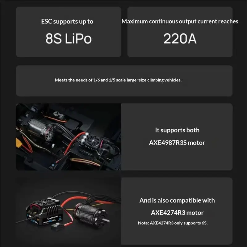 New HOBBYWING Sensored 8S ESC Motor XeRun AXE 5IVE R3 ESC AXE 4987 SD R3S RC Car For 1/5 1/6 RC Crawler Car Accessorie