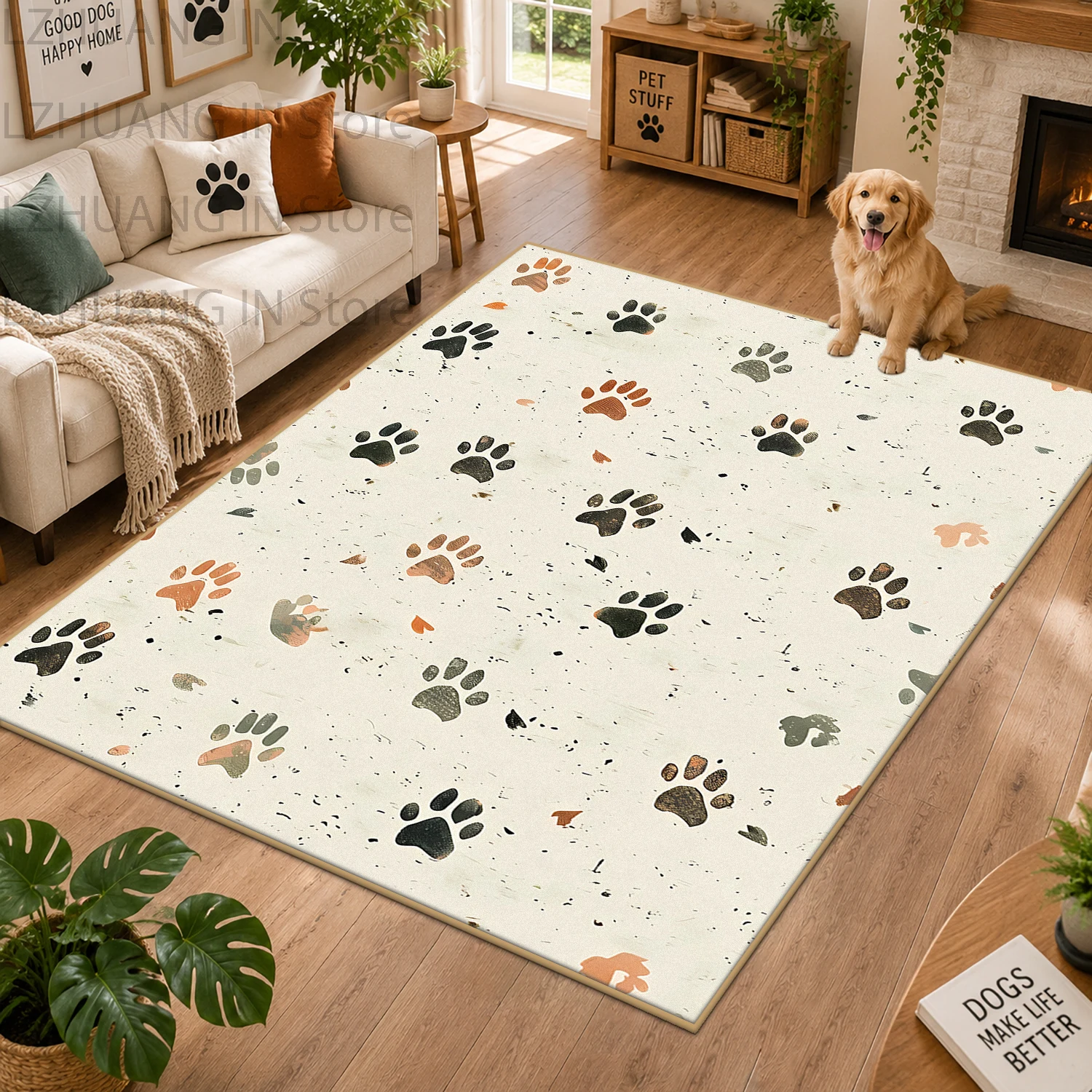 Kawaii Playful Cartoon Graphic Large Living Room Carpet Non-Slip Stain Resistant Pet Friendly Rug Fluffy Washable Bedroom Mat