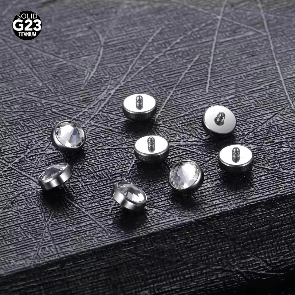 1Pc/5Pcs Titanium Micro Dermal Piercing Internal Thread Gem Ends Dermal Top Skin Diver Crystal Hide in Surface Body Jewelry