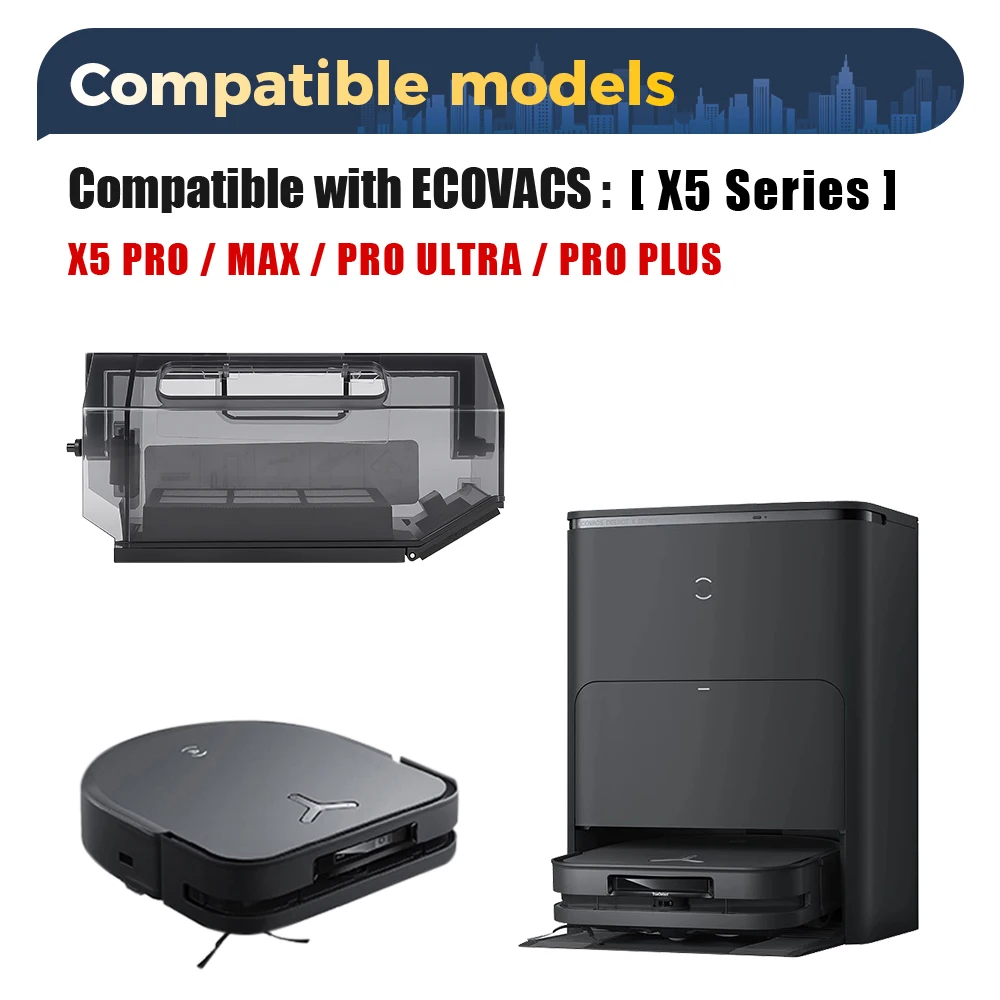 صندوق الغبار جزء صندوق جمع الغبار لـ Ecovacs Deebot X5/X5 Pro/X5 Omni/X5 Pro Omni/X5 Pro Plus/X5 Pro Ultra أجزاء المكنسة الكهربائية