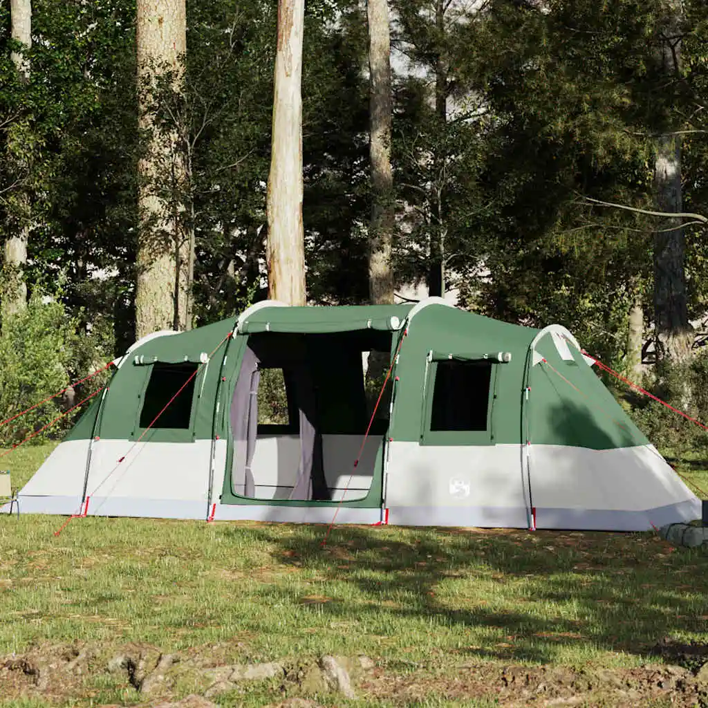 Tente familiale tunnel pour 6 personnes, verte, imperméable, équipement de camping portable et pliable pour l'extérieur, auvent anti-UV