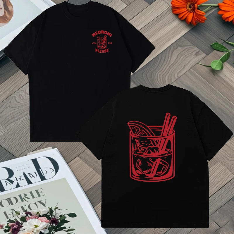 

Summer With Funny cocktail Drink Graphic Oversized t-shirt Crew Neck Hip Hop Casual Cotton Men Women short sleeve Unisex T shirt
