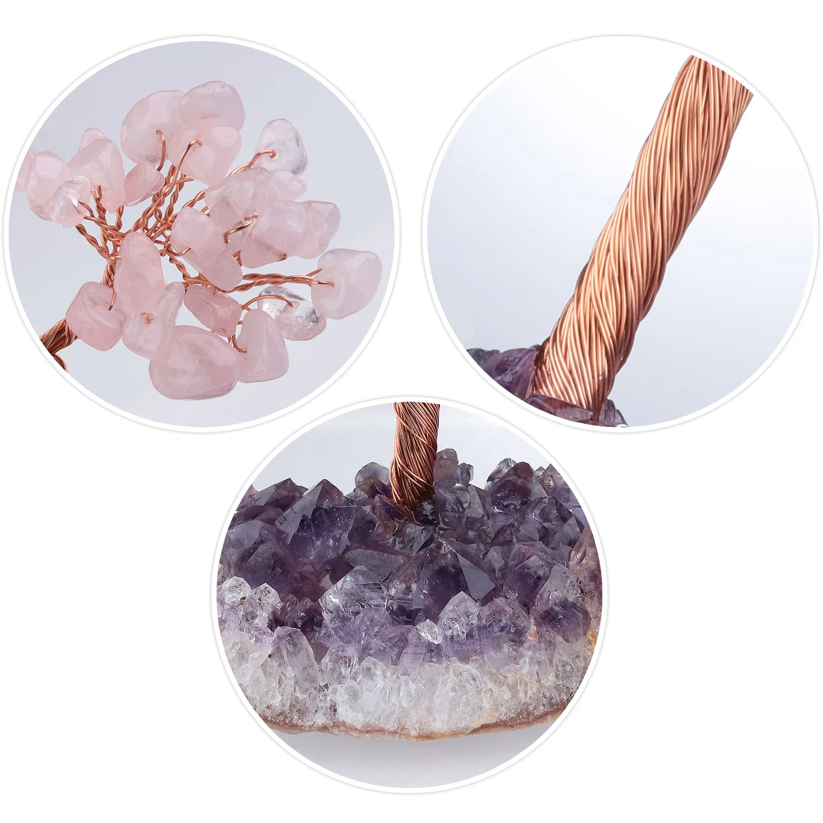 YFY  natural amethyst flower raw ore lucky tree gravel leaf fortune tree handicraft crystal ornament